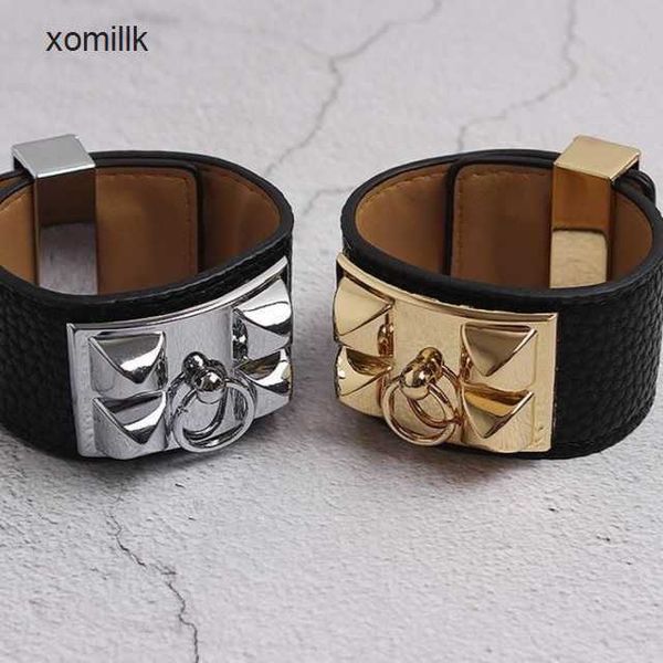 hermm gift bracelets bracelet female korean trendsetter leather gold wide bracelet titanium steel fashion punk style rivet belt buckle jewel, Black
hermm gift bracelets bracelet female korean trendsetter leather gold wide bracelet titanium steel fashion punk style rivet belt buckle jewel, Black