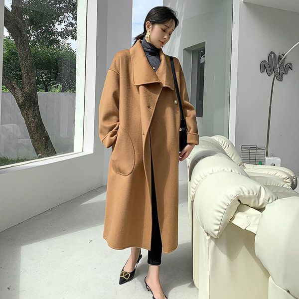 fur hepburn style doublesided cashmere overcoat for women's long loose coat, Black
fur hepburn style doublesided cashmere overcoat for women's long loose coat, Black
