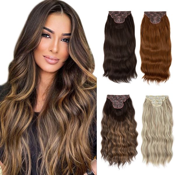 synthetic long wavy clip in hair extensions 22" 4pcs/set thick hairpiece for women brown blonde black natural fake hair, Black;brown
synthetic long wavy clip in hair extensions 22" 4pcs/set thick hairpiece for women brown blonde black natural fake hair, Black;brown