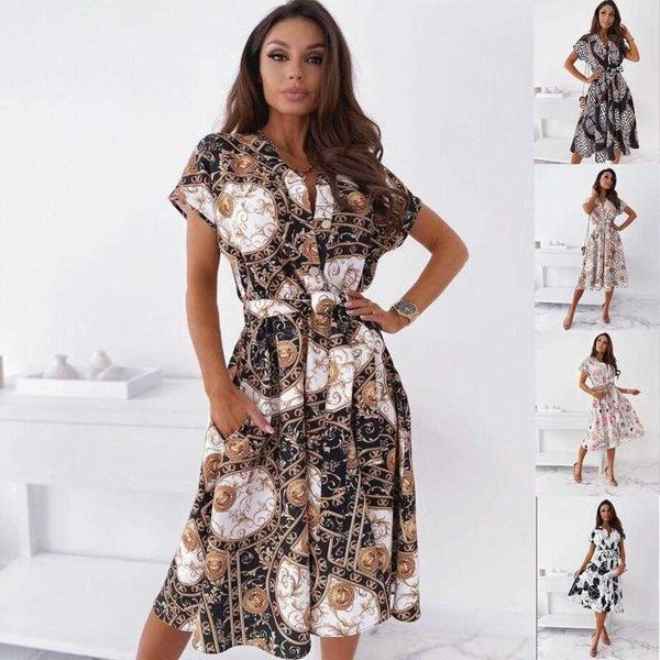 womens summer dresses v neck short sleeve temperament shirt animal print dress, Black;gray
womens summer dresses v neck short sleeve temperament shirt animal print dress, Black;gray