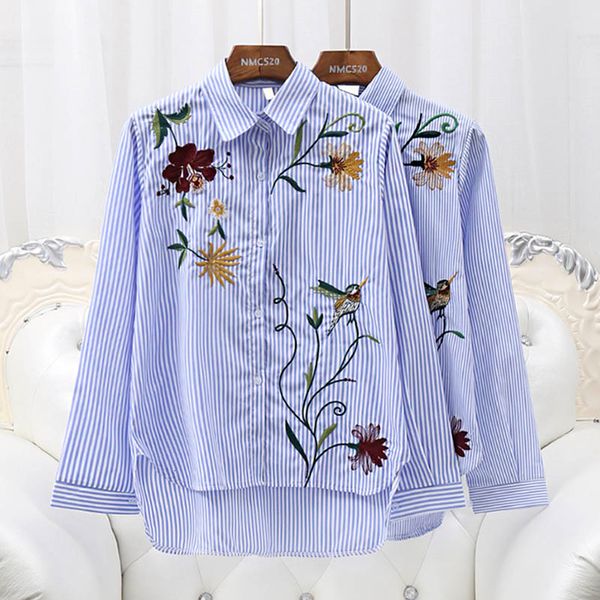 women's blouses shirts anasunmoon women striped long sleeves floral embroidery blouse turn down collar shirtdress camisa bordada blusa, White
women's blouses shirts anasunmoon women striped long sleeves floral embroidery blouse turn down collar shirtdress camisa bordada blusa, White