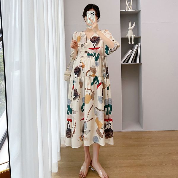 maternity dresses nursing wear summer maternity wear temperament v-neck loose mommy dress all-match dresses for po shoot fashion soft 230428, White 
maternity dresses nursing wear summer maternity wear temperament v-neck loose mommy dress all-match dresses for po shoot fashion soft 230428, White