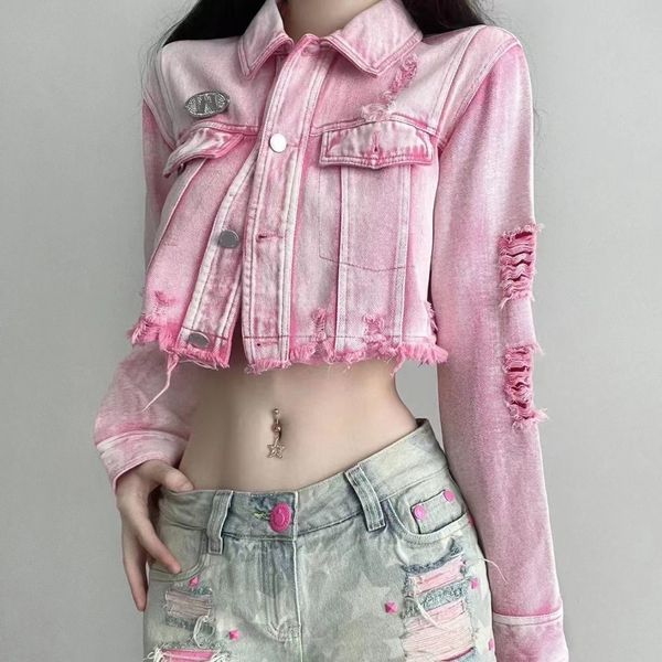women's jackets women's pink washed ripped loose denim jacket y2k retro street spice girls stand collar short coat fashion sweet y, Black;brown
women's jackets women's pink washed ripped loose denim jacket y2k retro street spice girls stand collar short coat fashion sweet y, Black;brown