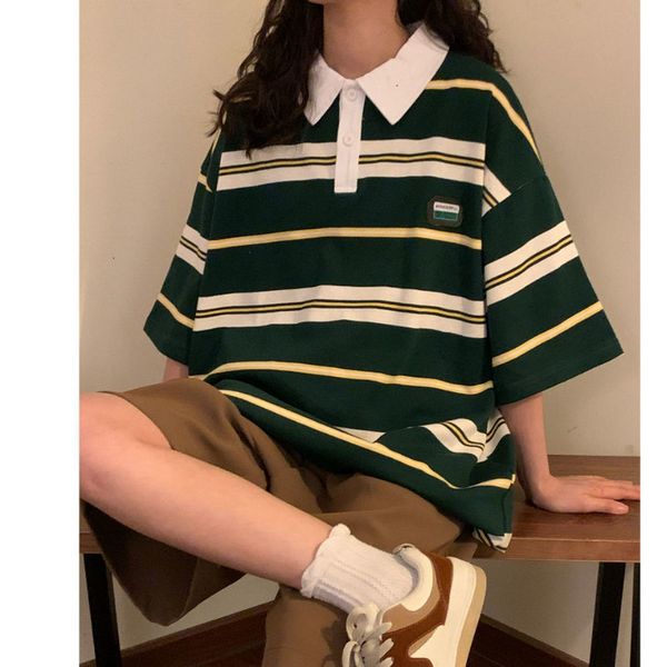 women's tshirt striped oversized tshirt summer vintage tees woman turn down collar polo t shirt korean preppy style kawaii clothes 230, White
women's tshirt striped oversized tshirt summer vintage tees woman turn down collar polo t shirt korean preppy style kawaii clothes 230, White