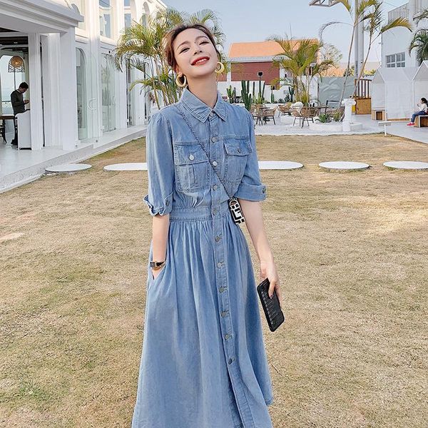 dresses 2022 new denim women's summer thin style bubble sleeve gentle shirt skirt french ankle dress, Black;gray
dresses 2022 new denim women's summer thin style bubble sleeve gentle shirt skirt french ankle dress, Black;gray