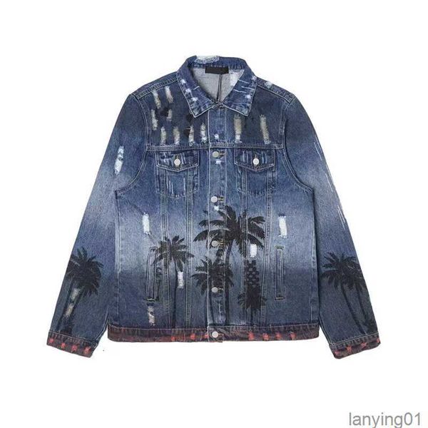 coconut print wash denim jacket high street men's fashion 2p1, Black;brown 
coconut print wash denim jacket high street men's fashion 2p1, Black;brown