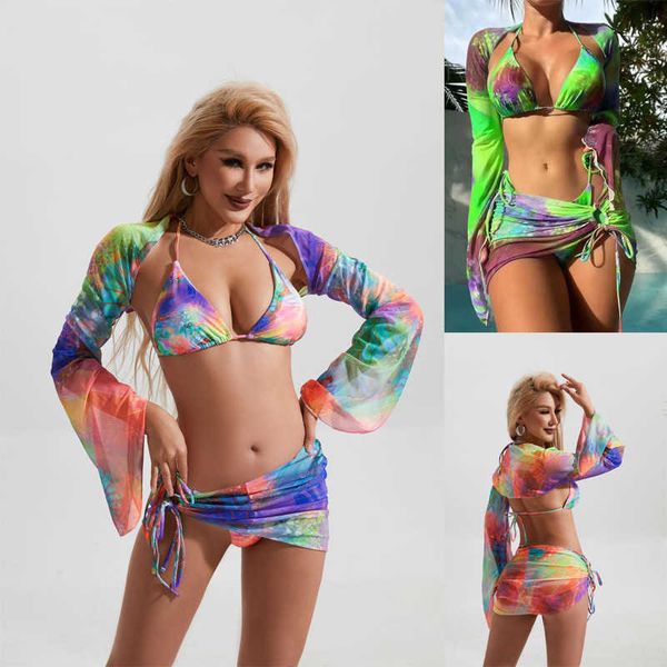 bikini new 2023 multi color tie dyed bikini four piece set long sleeve mesh swimwear women's swimwear
bikini new 2023 multi color tie dyed bikini four piece set long sleeve mesh swimwear women's swimwear