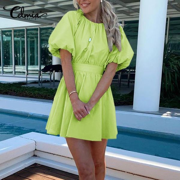 dresses celmia summer puff sleeve mini dress women's hollow back short dresses solid beach sundress casual loose oneck vestidos, Black;gray
dresses celmia summer puff sleeve mini dress women's hollow back short dresses solid beach sundress casual loose oneck vestidos, Black;gray