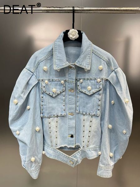 women's jackets deat fashion puff sleeve denim coat women's casual high street pearls patchwork lapel trend jackets female spring, Black;brown
women's jackets deat fashion puff sleeve denim coat women's casual high street pearls patchwork lapel trend jackets female spring, Black;brown