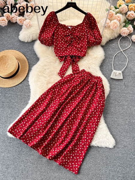 two piece dress summer print beach two pieces sets lace up floral lastic waist long skirt streetwear vacation chiffon bohe suits 230428, White
two piece dress summer print beach two pieces sets lace up floral lastic waist long skirt streetwear vacation chiffon bohe suits 230428, White