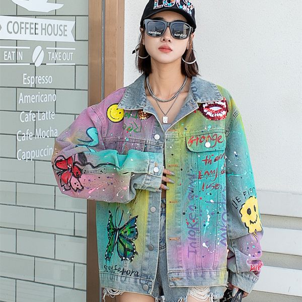 women s tanks camis jaket denim longgar hip hop cetak grafiti buatan tangan payet kepribadian fashion jalan baru musim semi dan gugur wanita, White
women s tanks camis jaket denim longgar hip hop cetak grafiti buatan tangan payet kepribadian fashion jalan baru musim semi dan gugur wanita, White