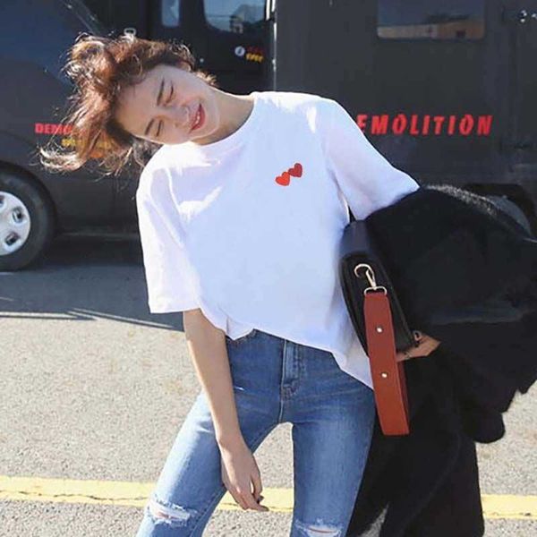 2023 men's t-shirts european american japanese brand men small red heart embroidered cotton t-shirt autumn round neck female pure short, White;black
2023 men's t-shirts european american japanese brand men small red heart embroidered cotton t-shirt autumn round neck female pure short, White;black