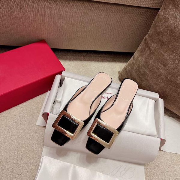 fashion elegant women slippers sandals belle vivier muller half tow sliders italy classic patent leather slip design summer casual coarse he, Black
fashion elegant women slippers sandals belle vivier muller half tow sliders italy classic patent leather slip design summer casual coarse he, Black