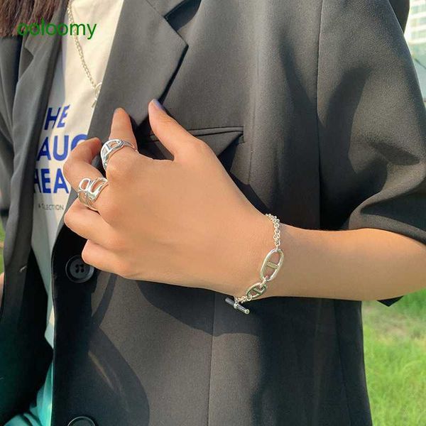 hemres designer bracelet pig nose children's hand jewelry pure silver 925 personalized versatile korean edition student trendy and fash, Black
hemres designer bracelet pig nose children's hand jewelry pure silver 925 personalized versatile korean edition student trendy and fash, Black