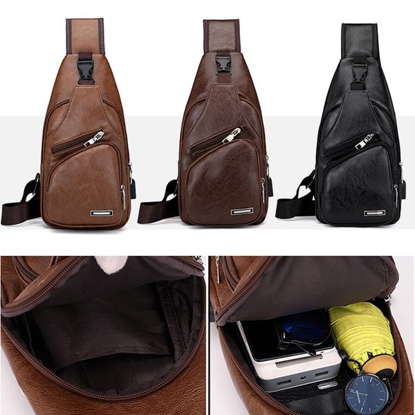external frame packs men sport chest bag vintage pu zipper open crossbody with earphone holes casual fashion men's 230427
external frame packs men sport chest bag vintage pu zipper open crossbody with earphone holes casual fashion men's 230427