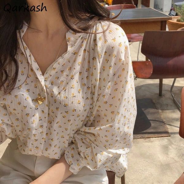 women's blouses shirts women shirts floral printed chic sweet korean style casual loose spring long sleeve femme elegant clothing all, White
women's blouses shirts women shirts floral printed chic sweet korean style casual loose spring long sleeve femme elegant clothing all, White