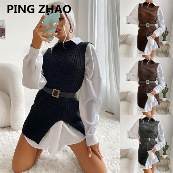 tanks ping zhao sleeveless sweater vest casual loose oversized jumper women's sweater pullover fall knitted vest, Black;white
tanks ping zhao sleeveless sweater vest casual loose oversized jumper women's sweater pullover fall knitted vest, Black;white
