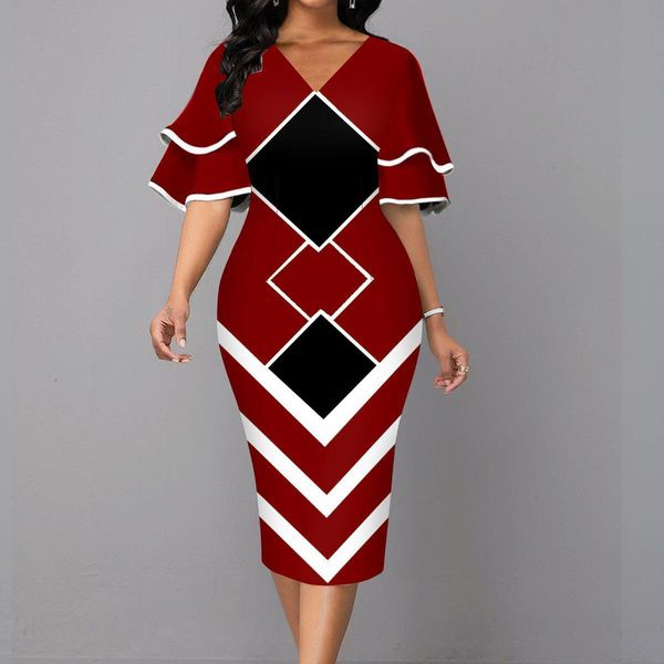 dresses elegant v neck geometric printed evening party dress women casual layered bell sleeve office lady bodycon dresses vestido, Black;gray
dresses elegant v neck geometric printed evening party dress women casual layered bell sleeve office lady bodycon dresses vestido, Black;gray
