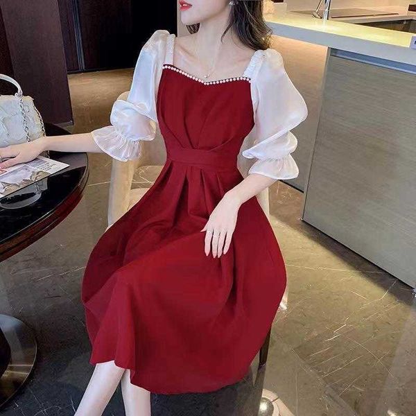 french style solid color dress womens short sleeve summer waist slimming mid, Black;gray
french style solid color dress womens short sleeve summer waist slimming mid, Black;gray