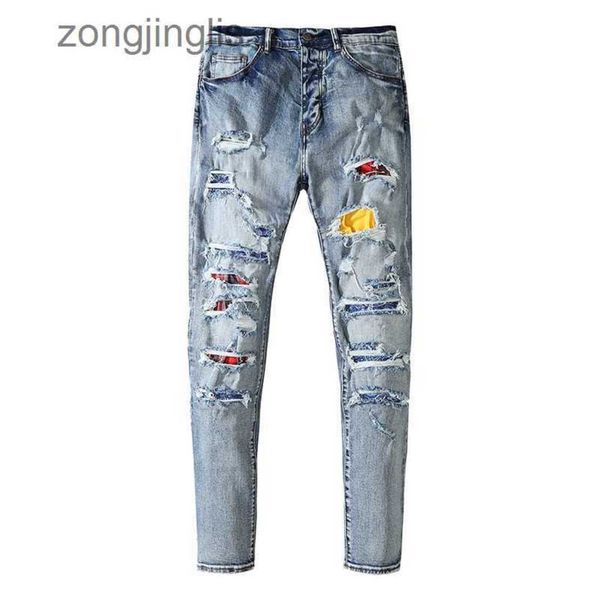 style 2023 men's jeans feet designer pants off street pants wash hole colorful beggar high motorcycle enjo, Blue
style 2023 men's jeans feet designer pants off street pants wash hole colorful beggar high motorcycle enjo, Blue