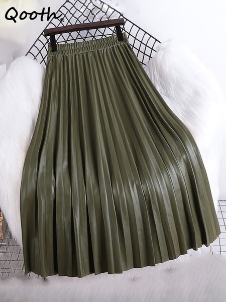 skirts qooth women autumn midi pu faux leather pleated skirt elegant vintage elastic high waist long a-line skirt qt1907 230428, Black
skirts qooth women autumn midi pu faux leather pleated skirt elegant vintage elastic high waist long a-line skirt qt1907 230428, Black