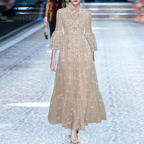 dresses seqinyy beige party long dress summer spring new fashion design women runway mesh pink white flowers embroidery, Black;gray
dresses seqinyy beige party long dress summer spring new fashion design women runway mesh pink white flowers embroidery, Black;gray