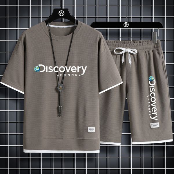 men's tracksuits summer discovery two piece set linen fabric casual t-shirt and shorts mens sports suit fashion short sleeve tracksuit, Gray
men's tracksuits summer discovery two piece set linen fabric casual t-shirt and shorts mens sports suit fashion short sleeve tracksuit, Gray