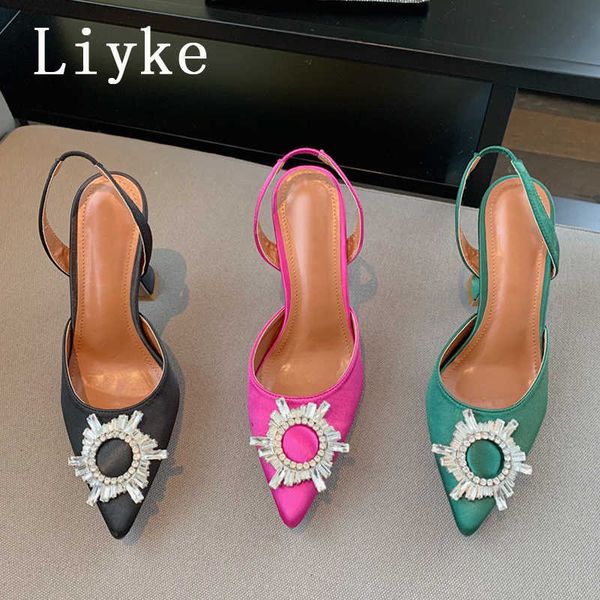 sandals liyke 2023 brand women pumps sandals fashion pointed toe crystal buckle comfortable slingback high heels summer wedding shoes j23042, Black
sandals liyke 2023 brand women pumps sandals fashion pointed toe crystal buckle comfortable slingback high heels summer wedding shoes j23042, Black