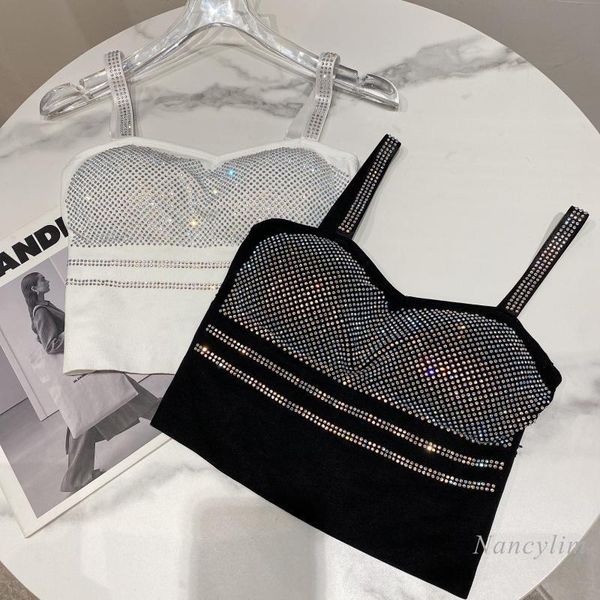 t-shirt drilling camisole for women spring autumn new elegant full rhinestone slim chest pad tank crop femme white black
t-shirt drilling camisole for women spring autumn new elegant full rhinestone slim chest pad tank crop femme white black