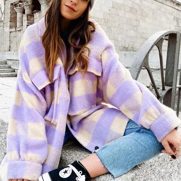 fur fashion new winter leisure loose longsleeved woolen purple plaid jacket ladies large profile jacket chic coat women 2021, Black
fur fashion new winter leisure loose longsleeved woolen purple plaid jacket ladies large profile jacket chic coat women 2021, Black