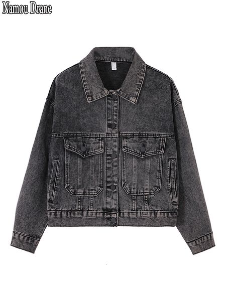 women's jackets namou drane spring simple lapel wash loose smoke gray denim short coat for women denim jacket denim jaket women 230428, Black;brown
women's jackets namou drane spring simple lapel wash loose smoke gray denim short coat for women denim jacket denim jaket women 230428, Black;brown