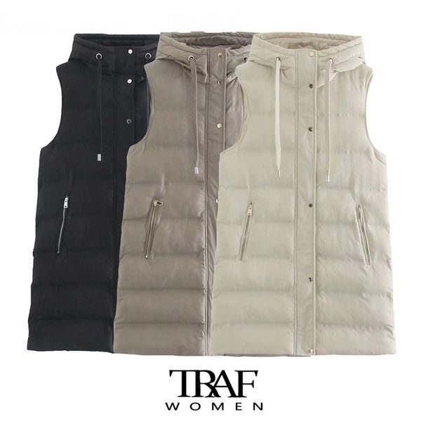 leather traf women fashion drawstring hood thick warm padded waistcoat vintage sleeveless snapbutton female outerwear chic top, Black
leather traf women fashion drawstring hood thick warm padded waistcoat vintage sleeveless snapbutton female outerwear chic top, Black
