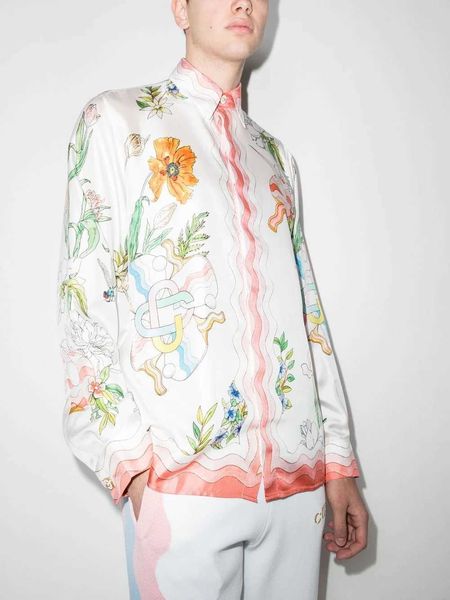 casablanca designer shirt men and women original product table tennis racket flower print long-sleeved silk casual shirt, White;black
casablanca designer shirt men and women original product table tennis racket flower print long-sleeved silk casual shirt, White;black