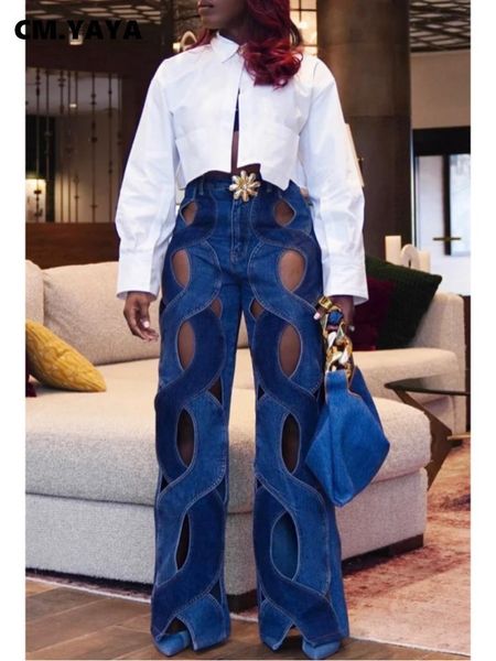 women's jeans cmyaya women streetwear cutout hollow out criss cross straight flare denim pants 2023 ins fashion wide leg trousers 23042, Blue
women's jeans cmyaya women streetwear cutout hollow out criss cross straight flare denim pants 2023 ins fashion wide leg trousers 23042, Blue