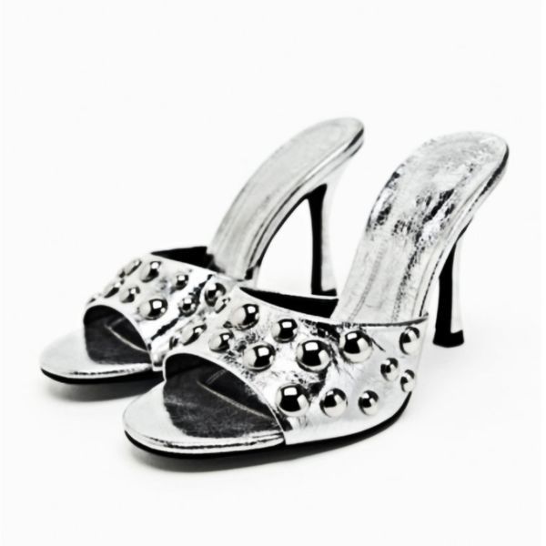 2023 summer new za womens rivet design high heel sandals comfortable casual round toe peep toe slippers silver shoes size 43, Black
2023 summer new za womens rivet design high heel sandals comfortable casual round toe peep toe slippers silver shoes size 43, Black