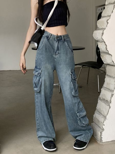 women's jeans korean style y2k denim trousers streetwear fashion casual vintage cargo pant high waist pure color 2023 summer chic 23042, Blue
women's jeans korean style y2k denim trousers streetwear fashion casual vintage cargo pant high waist pure color 2023 summer chic 23042, Blue