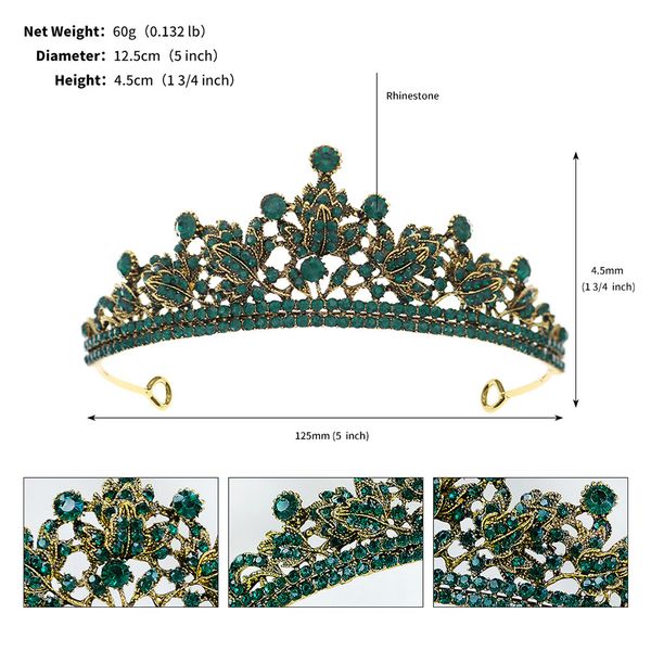 ts-0177-d new wedding headwear vintage hollow out leaf set with green diamond crown princess birthday accessories green alloy diamond bridal, Silver
ts-0177-d new wedding headwear vintage hollow out leaf set with green diamond crown princess birthday accessories green alloy diamond bridal, Silver