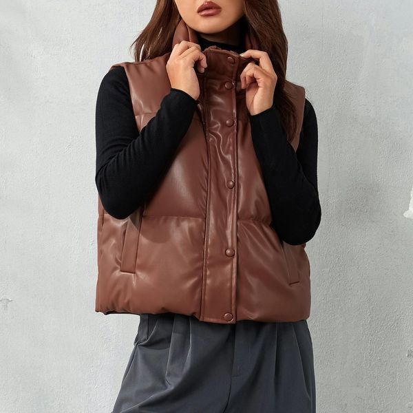 leather autumn and winter fashion down cotton vest women wear bright surface wash waistcoat loose vest coat, Black
leather autumn and winter fashion down cotton vest women wear bright surface wash waistcoat loose vest coat, Black