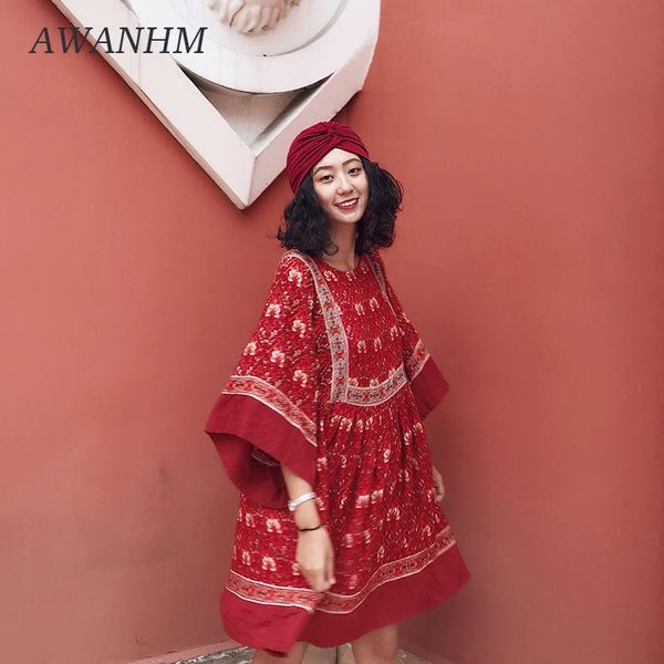 dresses women's summer round neck red dress thailand bohemian print beach resort small short skirt, Black;gray
dresses women's summer round neck red dress thailand bohemian print beach resort small short skirt, Black;gray