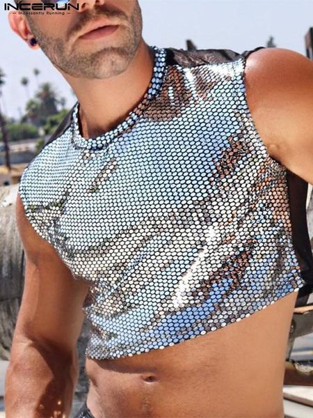 men' tank incerun atasan crop tanpa lengan leher o berkilau 20231 patchwork tembus pandang rompi klub malam pesta 230427, White;black
men' tank incerun atasan crop tanpa lengan leher o berkilau 20231 patchwork tembus pandang rompi klub malam pesta 230427, White;black