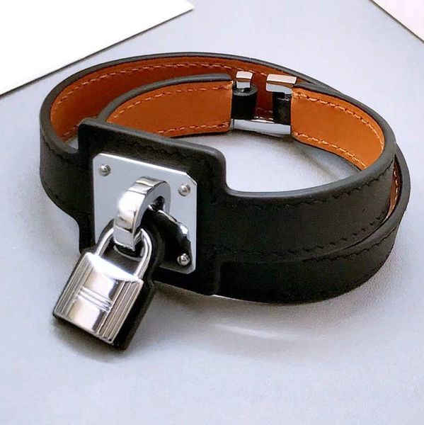 classic lock bracelets r customized double loop leather bracelet for men and women fashion jewelry the gift, Black
classic lock bracelets r customized double loop leather bracelet for men and women fashion jewelry the gift, Black
