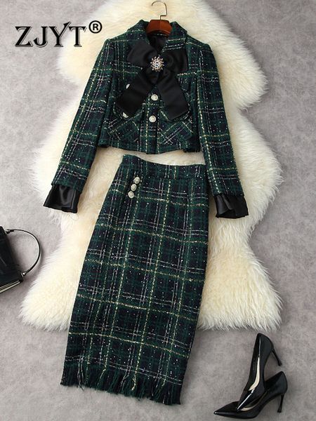 two piece dress zjyt elegant tweed woolen jacket and skirt two piece set women autumn winter dress suit fashion designer party outfit green, White
two piece dress zjyt elegant tweed woolen jacket and skirt two piece set women autumn winter dress suit fashion designer party outfit green, White