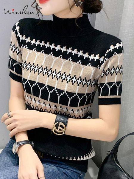 t-shirt spring summer 2022 knitted tshirt women wave striped color block mock neck short sleeve tees knitwear t24707x, White
t-shirt spring summer 2022 knitted tshirt women wave striped color block mock neck short sleeve tees knitwear t24707x, White