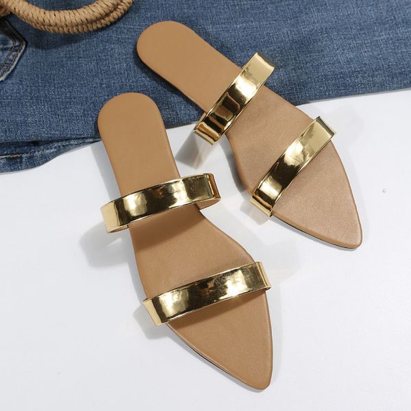 slippers 2023 summer pointed toe women's outdoor beach flat comfort gold open flip flops fashion simple sandalias mujer 230427, Black
slippers 2023 summer pointed toe women's outdoor beach flat comfort gold open flip flops fashion simple sandalias mujer 230427, Black