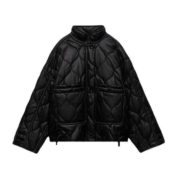 leather 2022 fashion warm cotton winter women parka long sleeve jacket coat zipper oneck female casual outwear chic, Black
leather 2022 fashion warm cotton winter women parka long sleeve jacket coat zipper oneck female casual outwear chic, Black