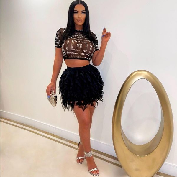 dress felyn 2022 ins internet celebrity club 2 pcs women set solid diamond feather oneck mini dress summer ckub outfits, White
dress felyn 2022 ins internet celebrity club 2 pcs women set solid diamond feather oneck mini dress summer ckub outfits, White