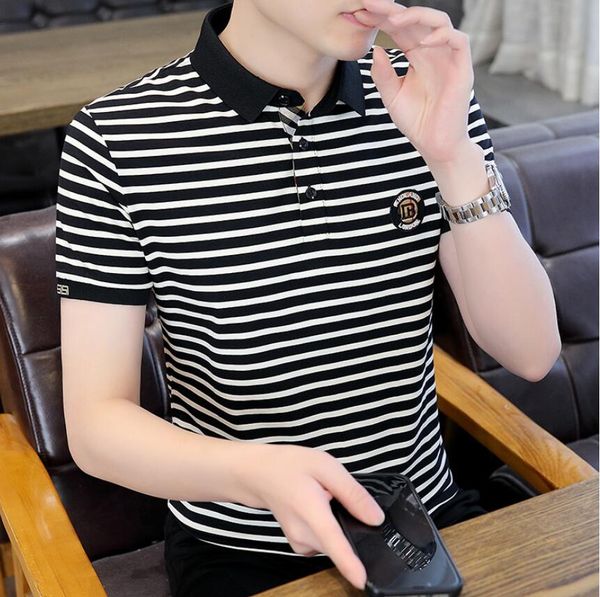 men's t-shirts designers summer new men's striped polo t-shirt men's fashion casual short sleeve thin lapel men's half s, White;black
men's t-shirts designers summer new men's striped polo t-shirt men's fashion casual short sleeve thin lapel men's half s, White;black