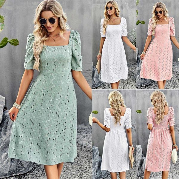 diyun solid color square collar dress summer temperament elegant short sleeve, Black;gray
diyun solid color square collar dress summer temperament elegant short sleeve, Black;gray