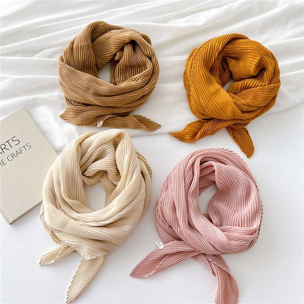 scarves 9090cm women pleated silk scarf solid color small neck scarves square hijab hair wraps designer kerchief female foulard bandana j230, Blue;gray
scarves 9090cm women pleated silk scarf solid color small neck scarves square hijab hair wraps designer kerchief female foulard bandana j230, Blue;gray