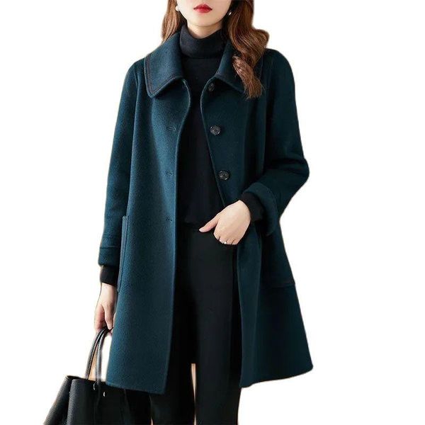 fur highend women's woolen jacket female dark green coat 2021 new autumn winter midlength casual blended wool coat outerwear 4xl, Black
fur highend women's woolen jacket female dark green coat 2021 new autumn winter midlength casual blended wool coat outerwear 4xl, Black